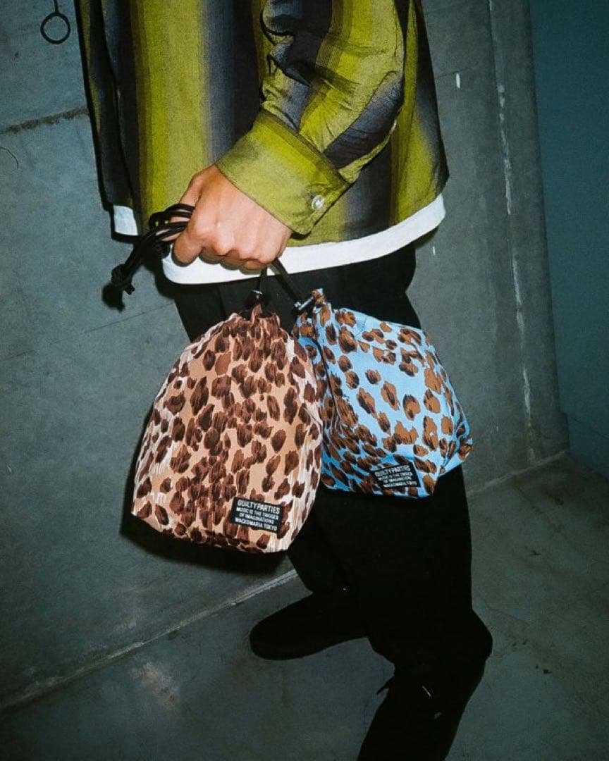 WACKO MARIA LEOPARD DRAWSTRING BAG キムタク