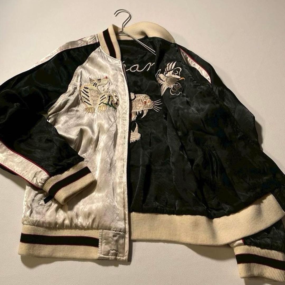 【ティー】花旅楽団 SCRIPT スカジャン リバーシブル 大阪 虎 鷲