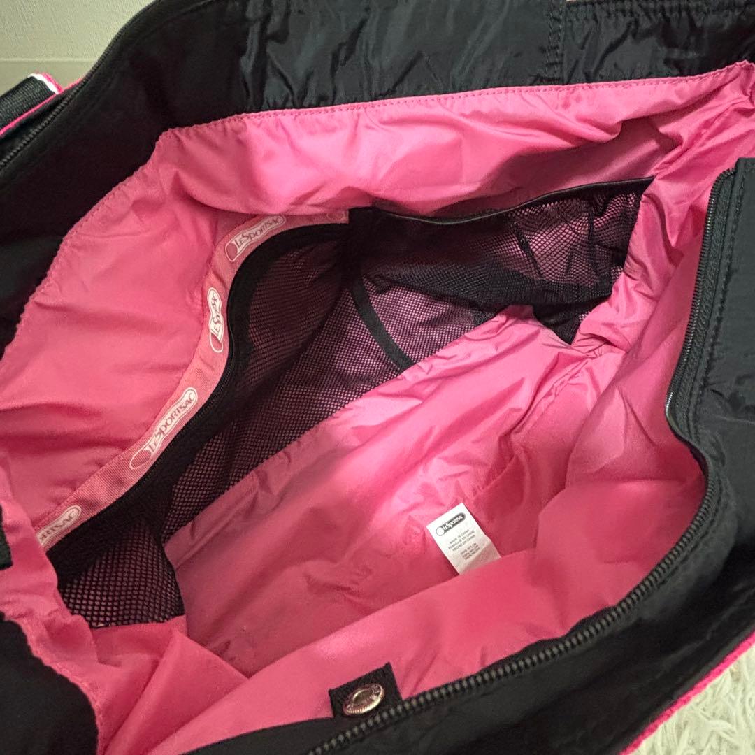 【極美品】LeSportsac レスポートサック 黒×ピンク トートバッグ
