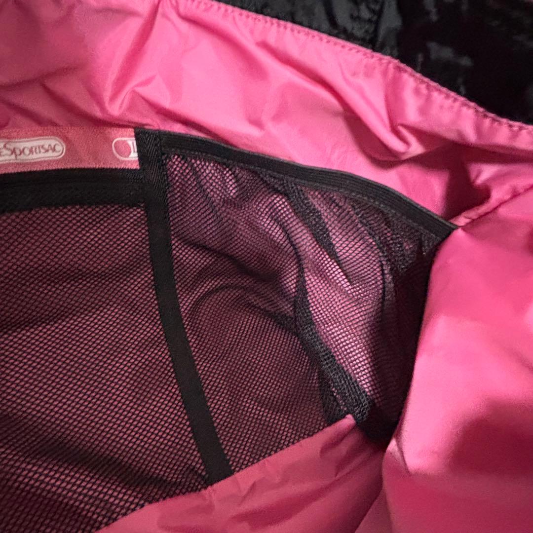 【極美品】LeSportsac レスポートサック 黒×ピンク トートバッグ
