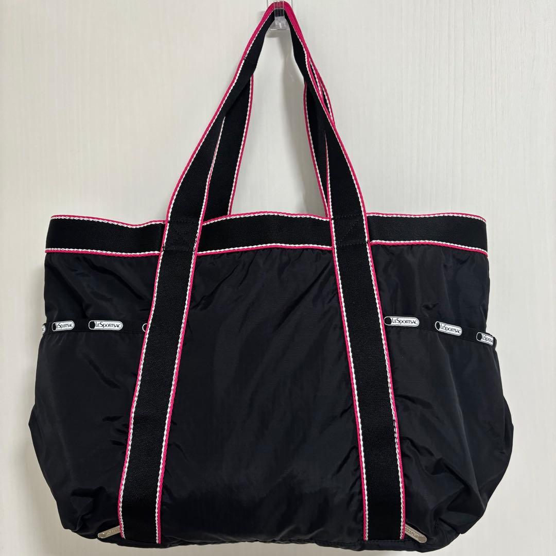 【極美品】LeSportsac レスポートサック 黒×ピンク トートバッグ