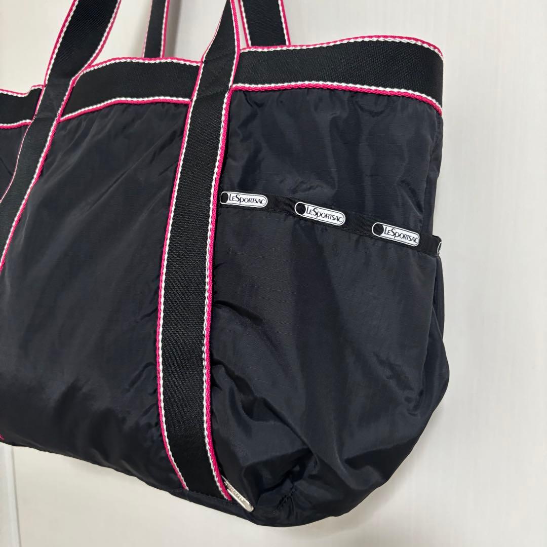【極美品】LeSportsac レスポートサック 黒×ピンク トートバッグ