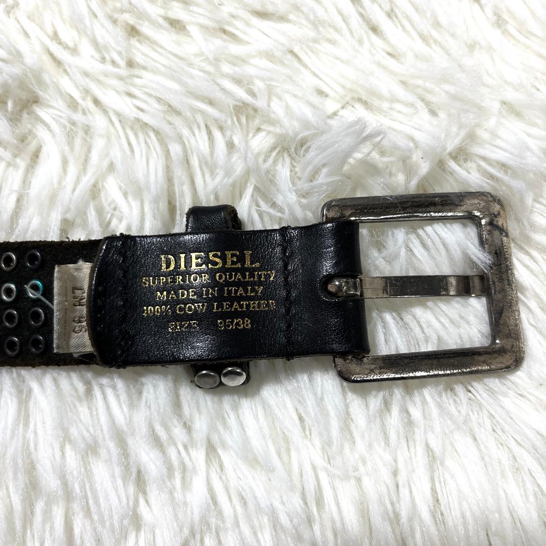 【希少・極上】DIESEL ディーゼル スタッズ ベルト 本革 イタリア製