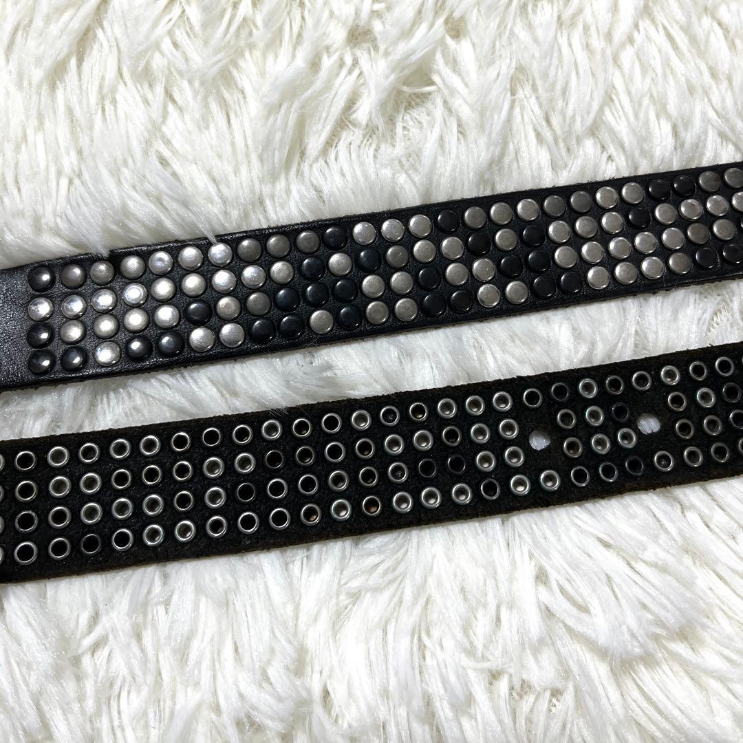 【希少・極上】DIESEL ディーゼル スタッズ ベルト 本革 イタリア製