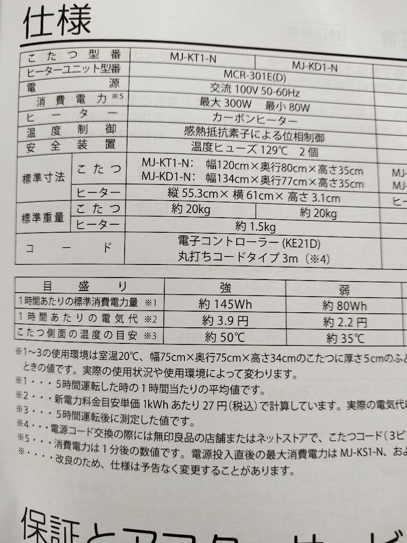 無印良品　楕円こたつ　専用こたつ布団付