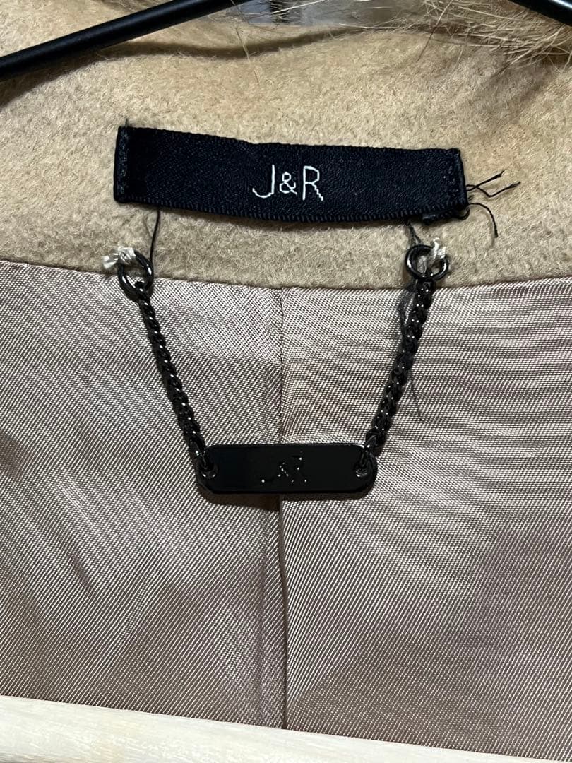 J&R アンゴラ100% ロングコート フォックスファー ベルト 美品 美ライン
