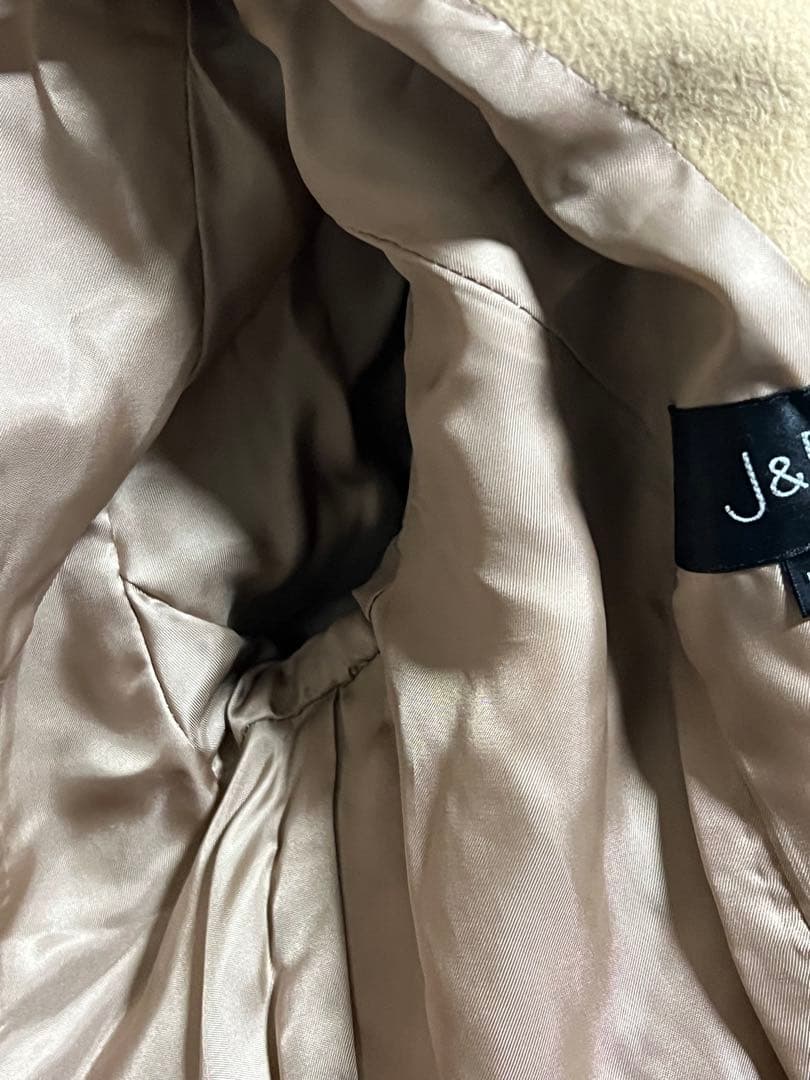 J&R アンゴラ100% ロングコート フォックスファー ベルト 美品 美ライン