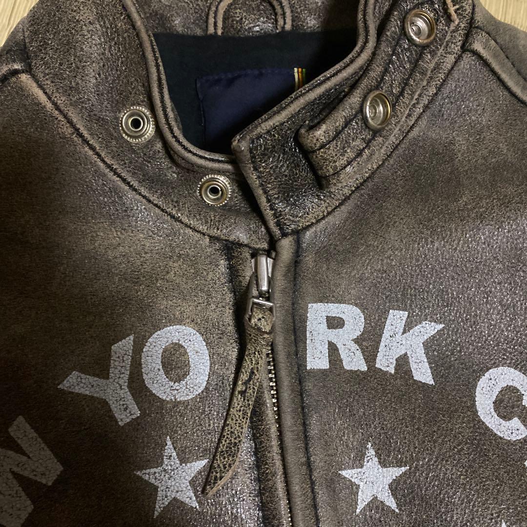 AVIREX ダークブラウン レザーライダースジャケットM