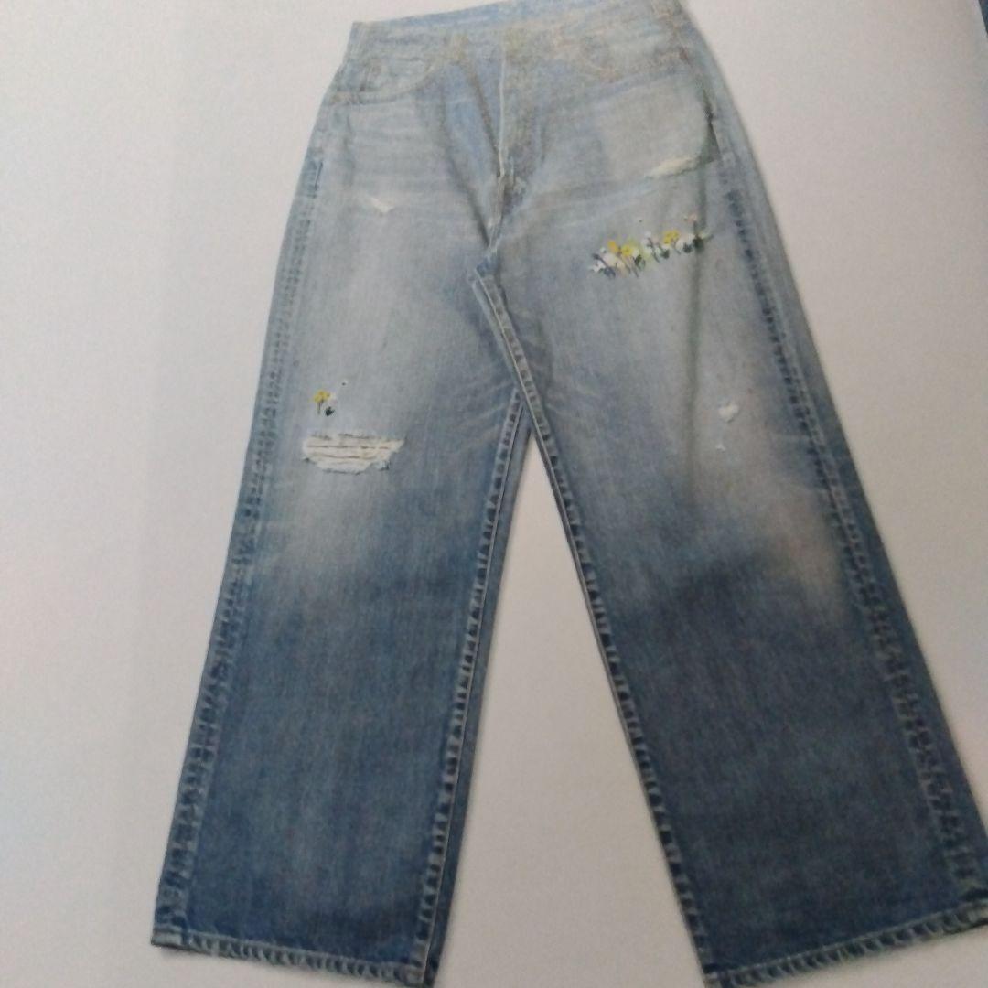 45R★ライ麦デニムのシャルロット5遖加工（フラワー・清）