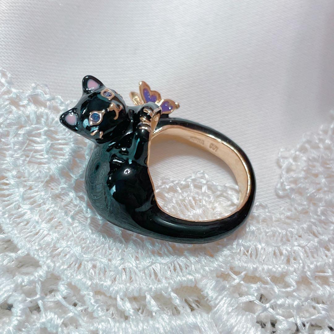 【未使用✨現行品】　ANNA SUI 猫モチーフ リング　黒猫