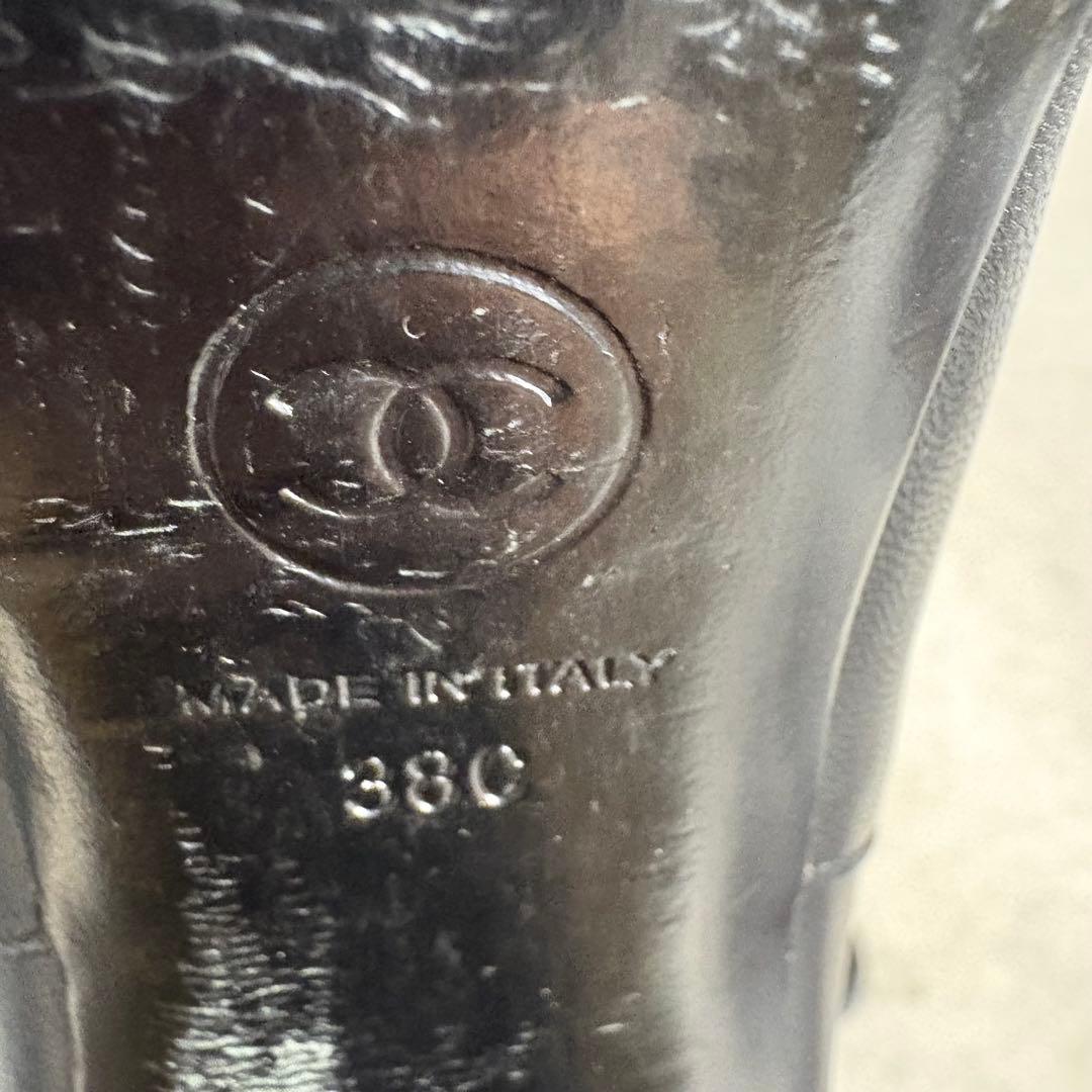 シャネル　CHANEL ココマーク　レザー　サイドゴア　ブーツ　ブラック　38C