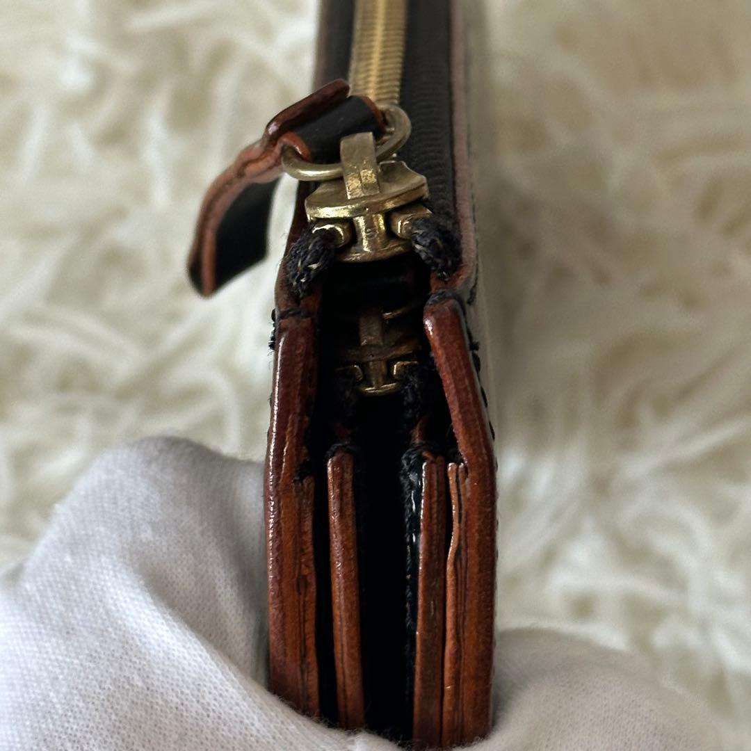 ポーター 長財布 Ｌ字ファスナー レザー 黒 茶色 ロングウォレット ロゴ