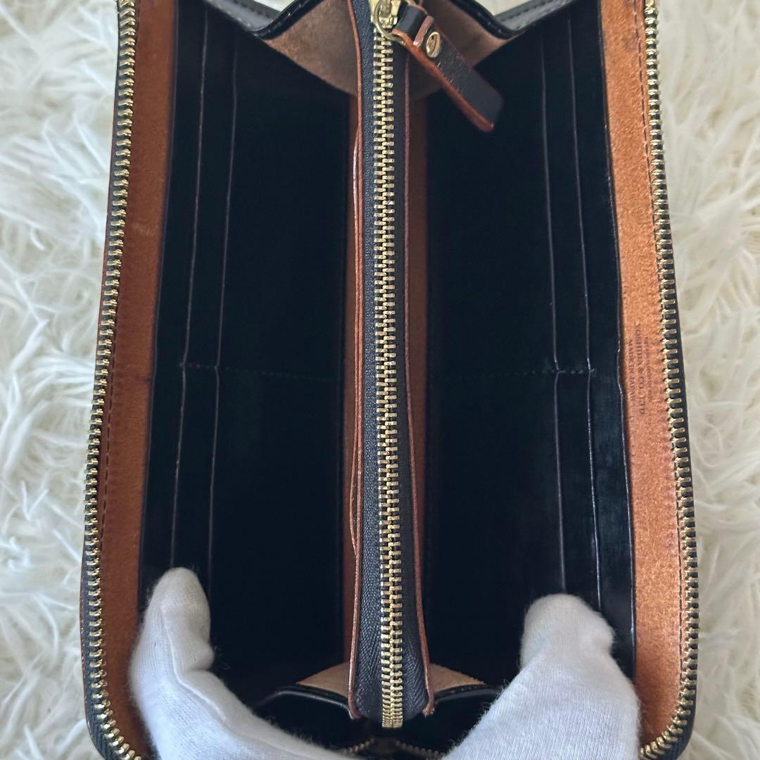 ポーター 長財布 Ｌ字ファスナー レザー 黒 茶色 ロングウォレット ロゴ