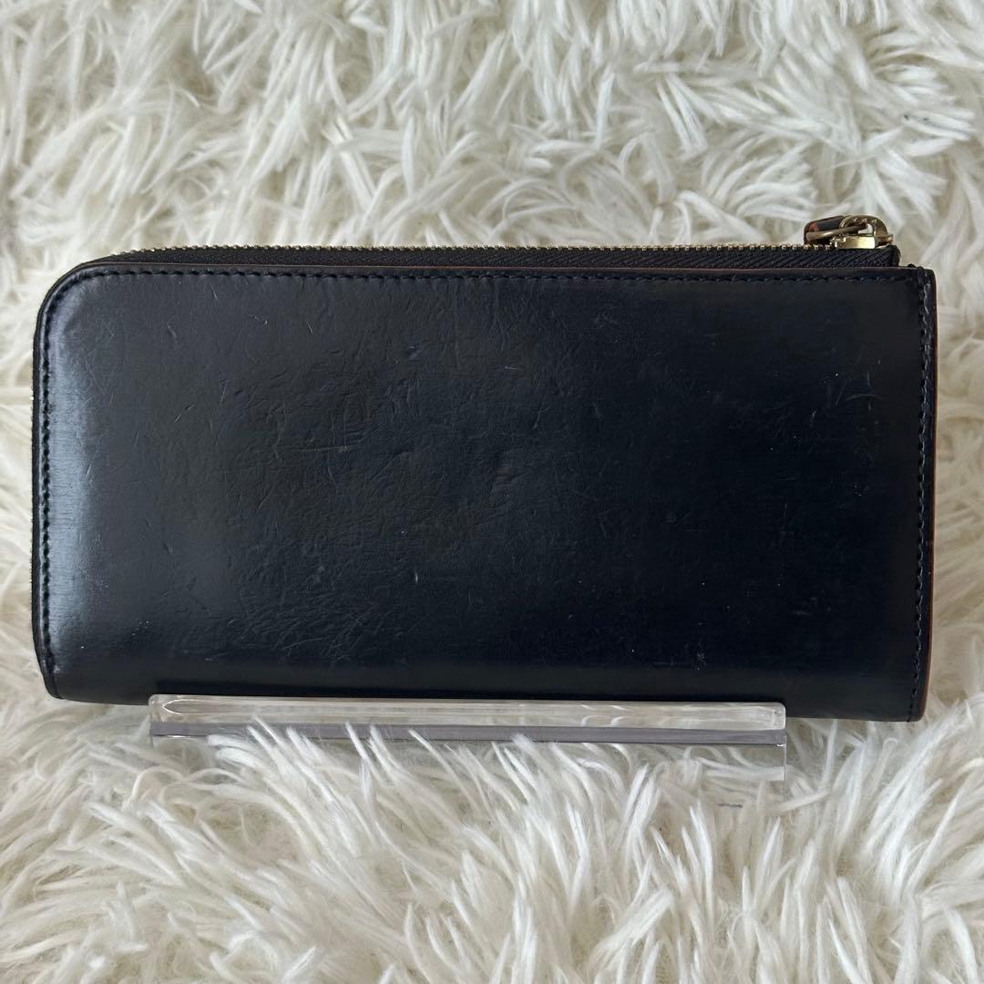 ポーター 長財布 Ｌ字ファスナー レザー 黒 茶色 ロングウォレット ロゴ