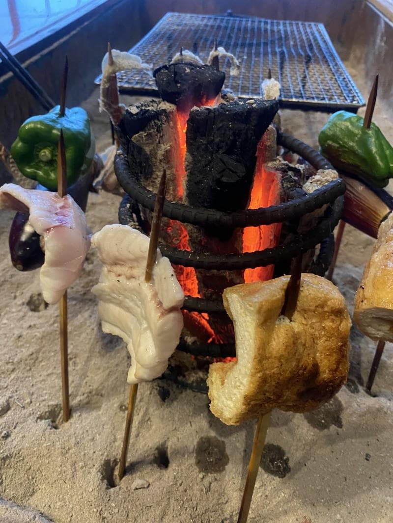 原始焼き　串焼き　yumi's　囲炉裏　4L　ろばた　炭金枠