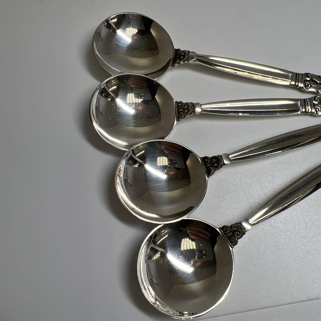 ジョージジェンセン　エコーンsterling925 スープスプーン4本　共袋付