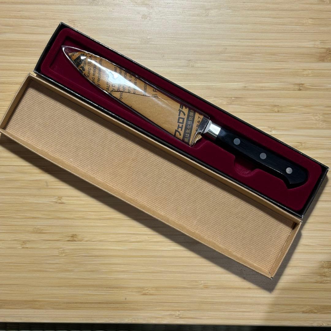 邑田武峰作　古式百錬黒打ペティ135mm 両刃