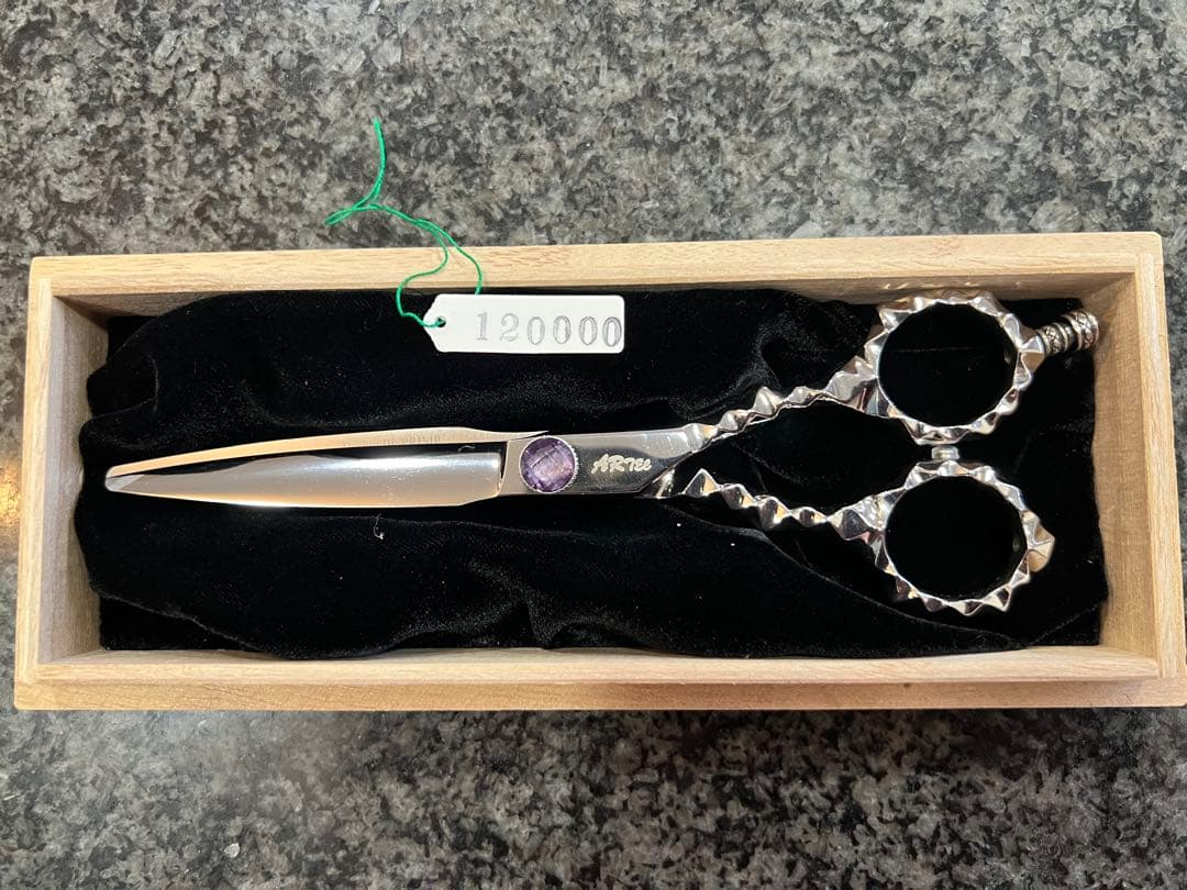 新品アーテックステンレスシザー 装飾ハンドル　アメジスト装飾