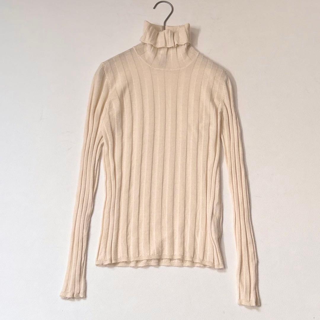 美品✨ブルネロクチネリ カシミヤ タートルネック リブニット アイボリー
