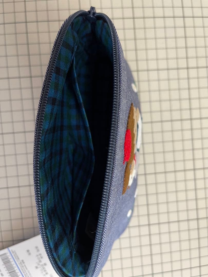 familiar 刺繍ポーチ ネイビー系