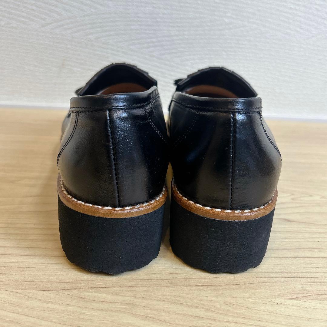 【美品】ボントレ 厚底 タッセル ローファー レザー ブラック 本革 37