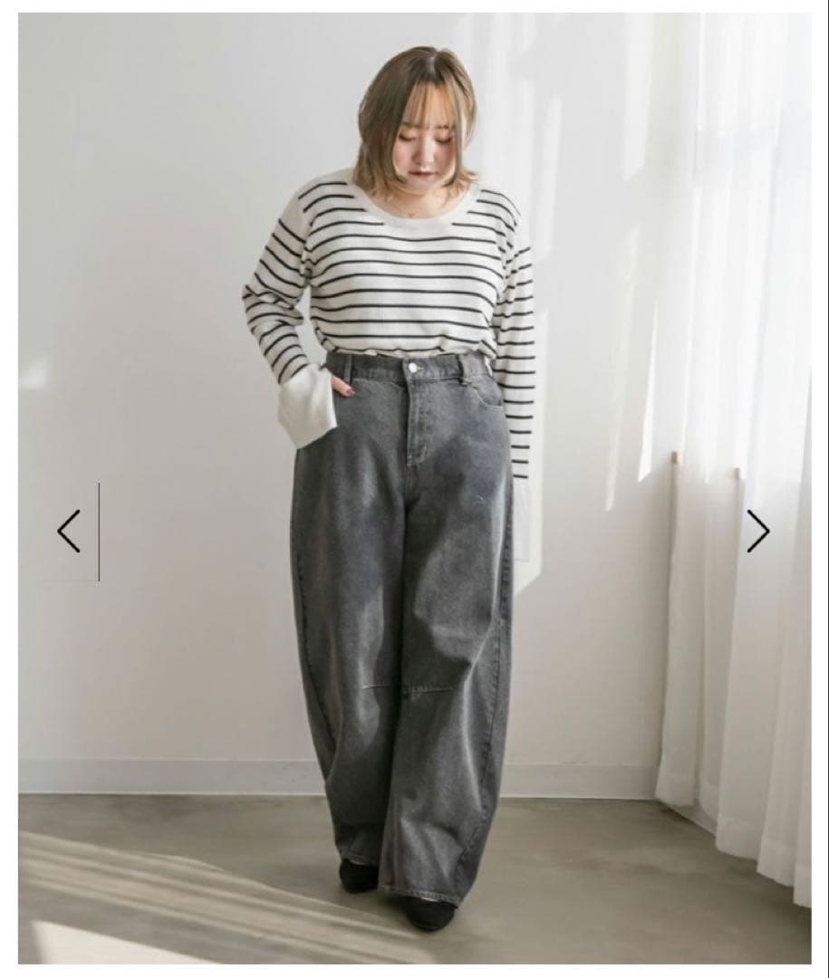 【新品・未使用】CLETTEオリジナル★バレルレッグデニムパンツ ブラック 4L