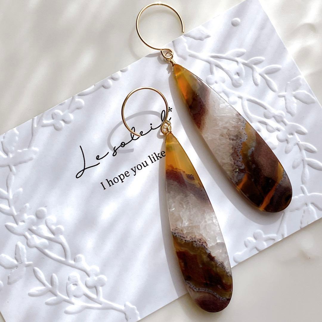 tama◆希少✧ティモールアゲートピアス✧14kgf