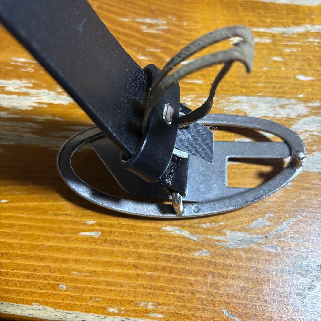 DIESEL b-1dr ブラックベルト バックル Dロゴ 75/30