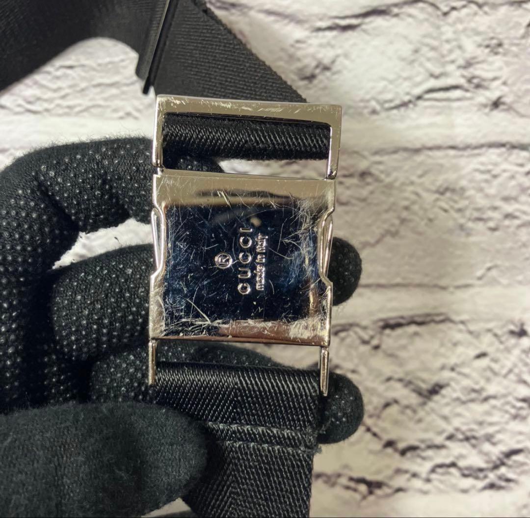 グッチ GG柄 キャンバス レザー 黒 ウエストポーチ ボディバッグ