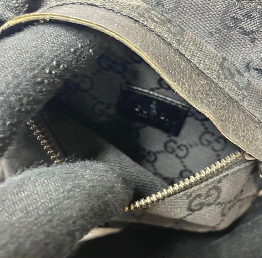 グッチ GG柄 キャンバス レザー 黒 ウエストポーチ ボディバッグ