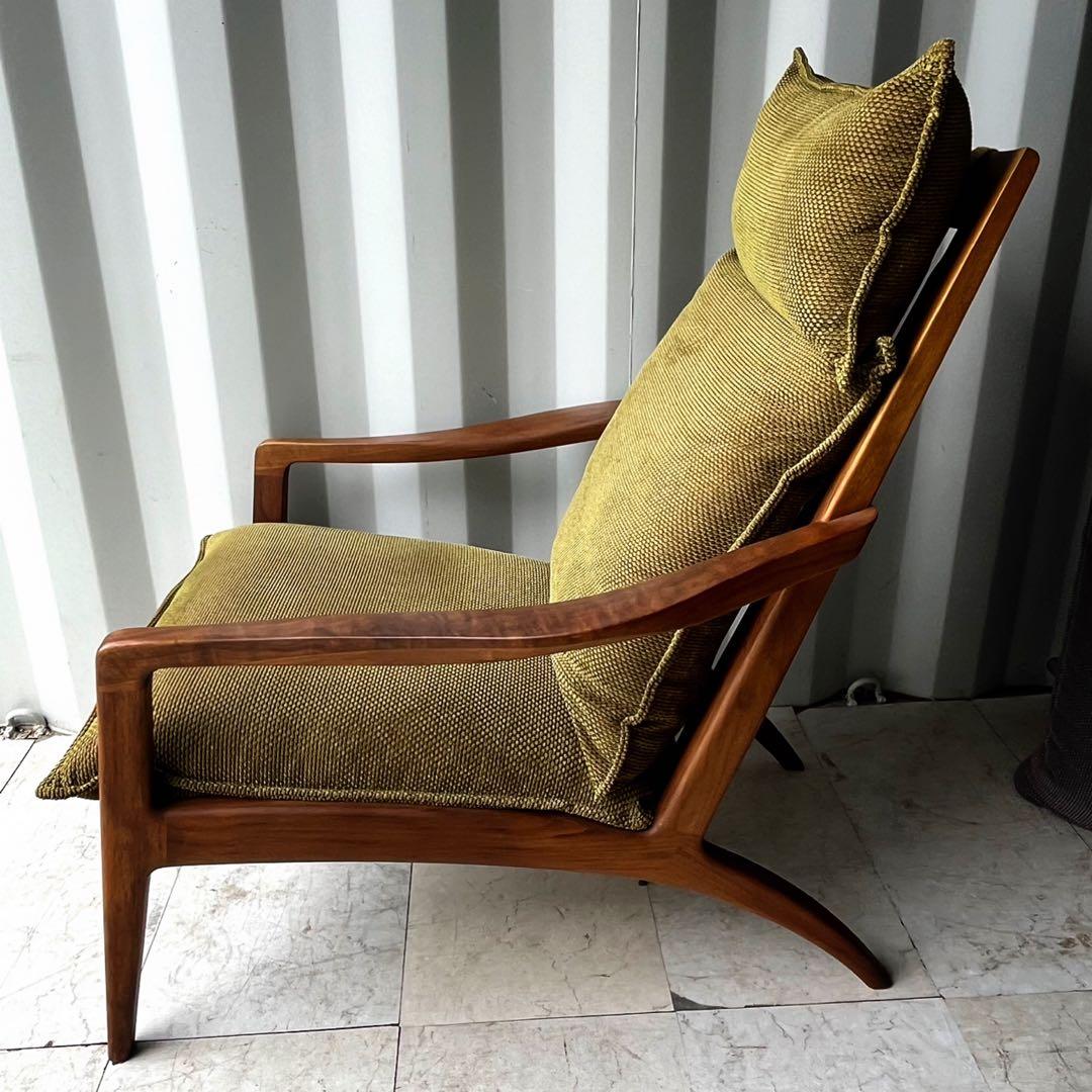 取付無料！飛騨の家具 シラカワ 凛 北欧風グリーンパーソナルチェア・オットマン✨