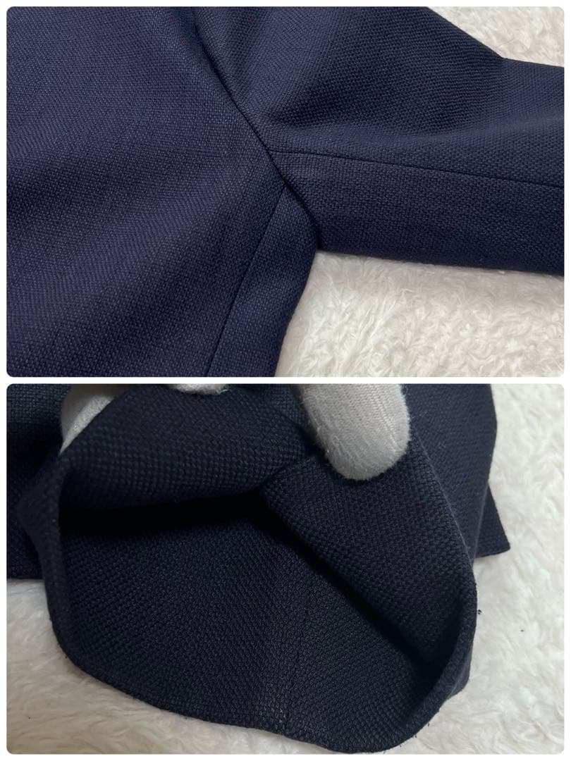 グリーンレーベルリラクシング　セットアップ　ノーカラー　パンツ　スーツ　ネイビー