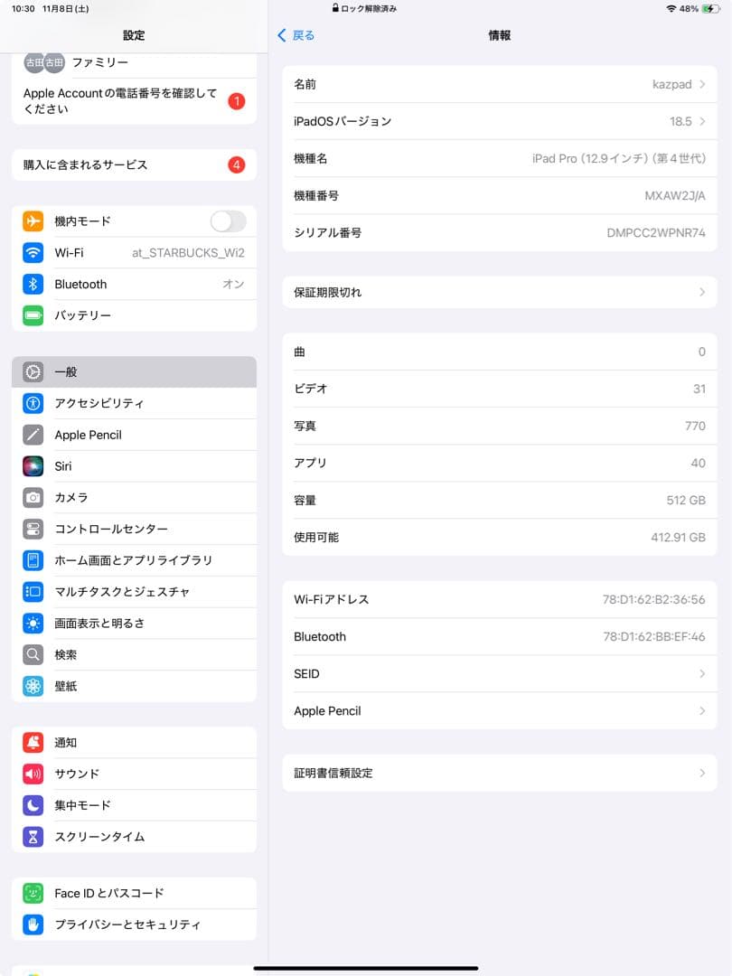 Ipad Pro 12.9 4世代 128GB Wi-Fi ＋pencil