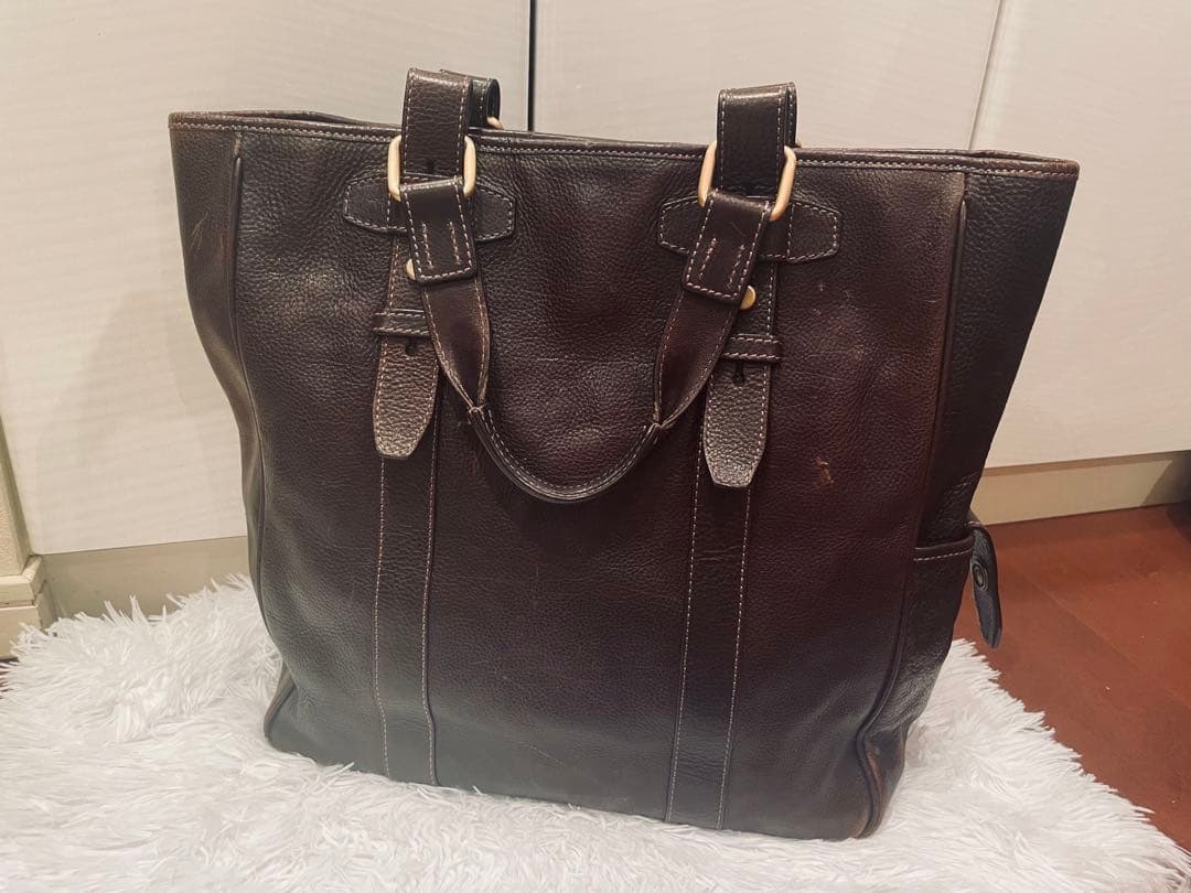 BALLY ダークブラウン レザー トートバッグ