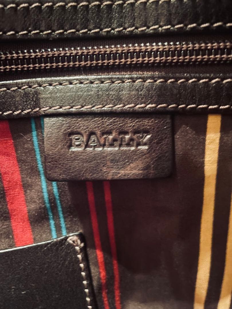 BALLY ダークブラウン レザー トートバッグ