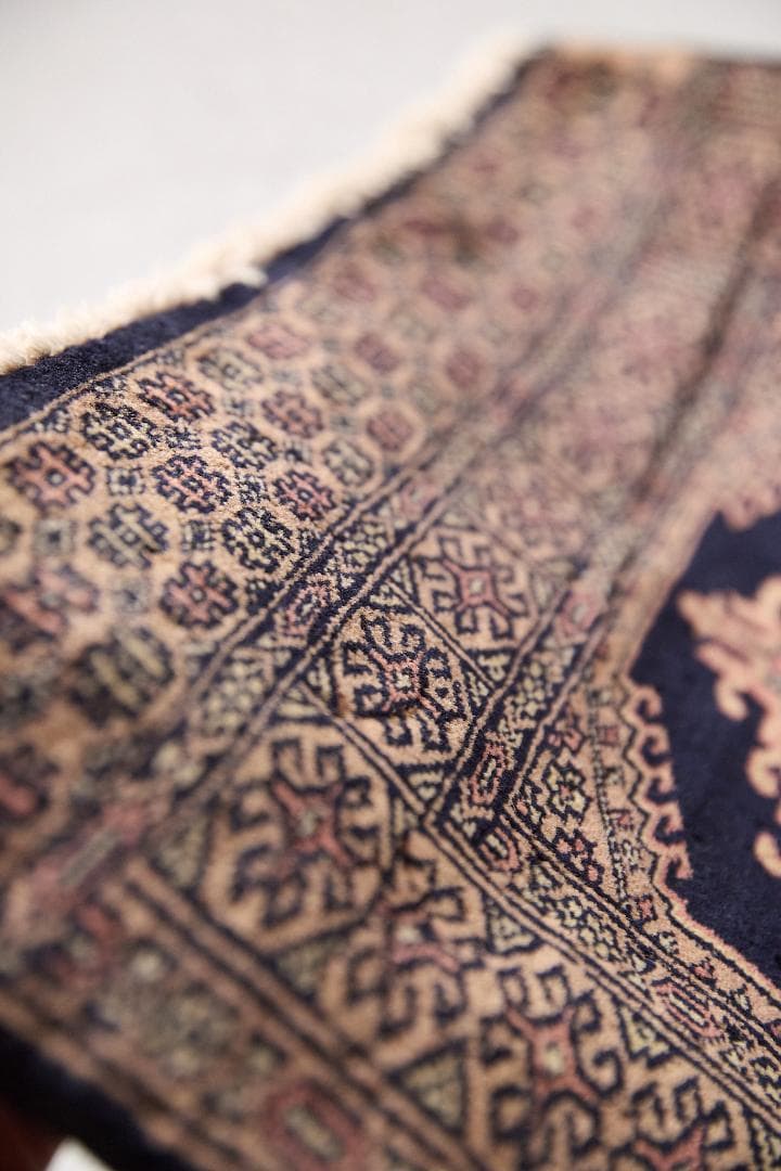 ヴィンテージラグ トライバルラグ　ラホール産（136×65cm）紺　黒　ベージュ