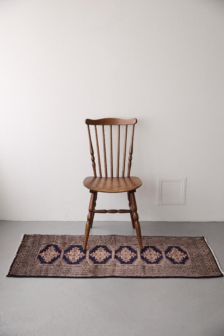 ヴィンテージラグ トライバルラグ　ラホール産（136×65cm）紺　黒　ベージュ