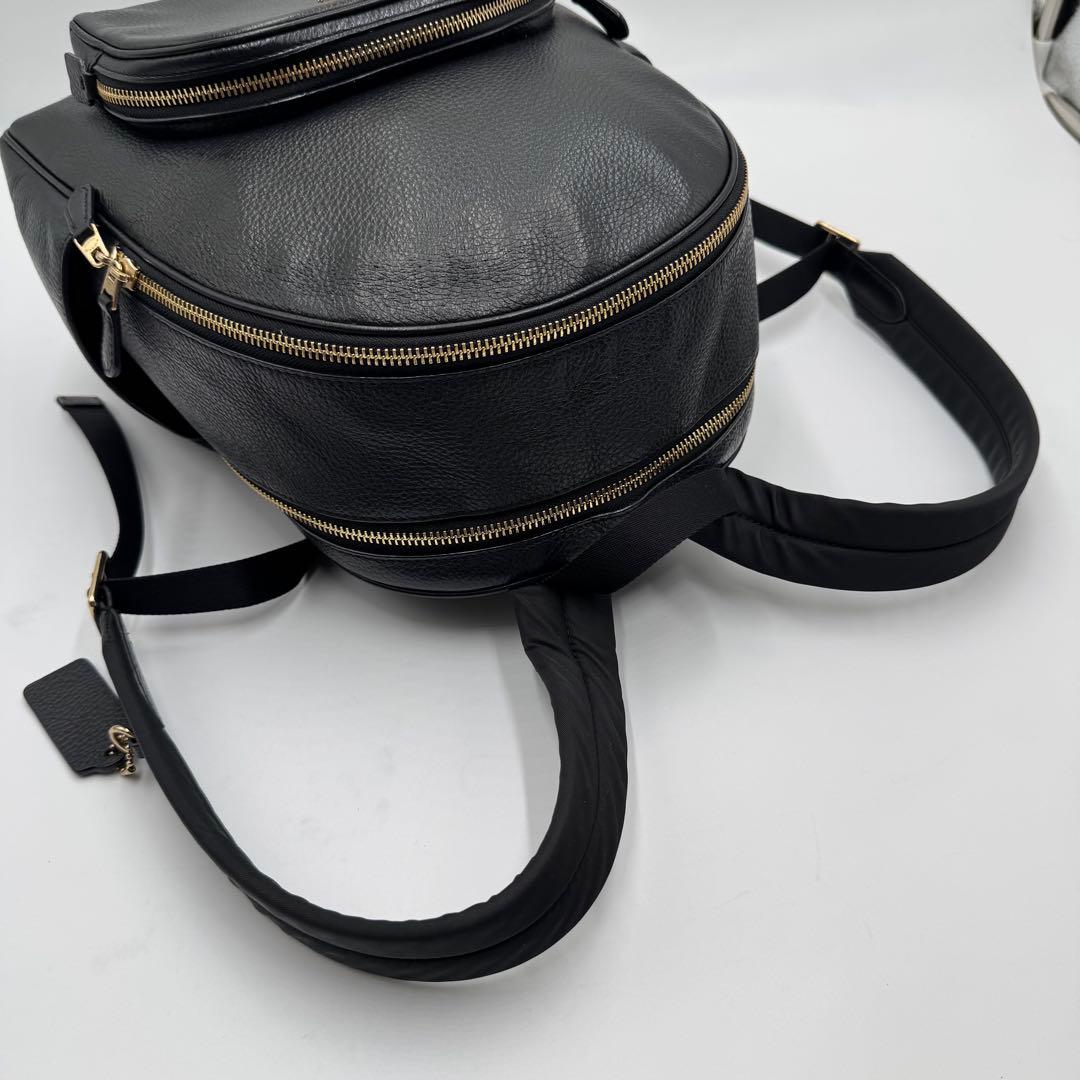 美品✨ コーチ リュック ビジネスA4 ペブルレザー 2室 大容量 ブラック