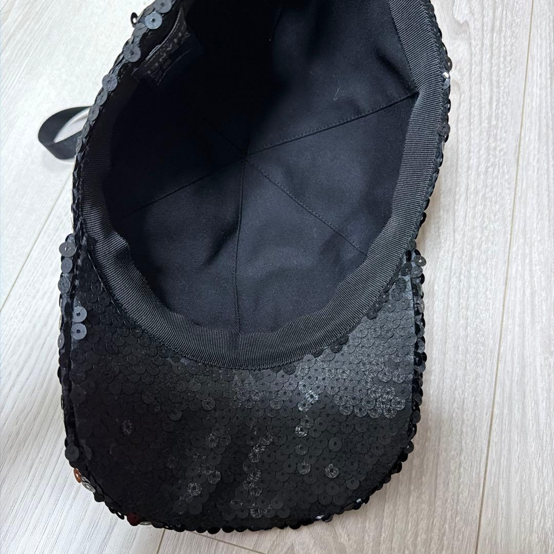 CHANEL スパンコールキャップ 黒