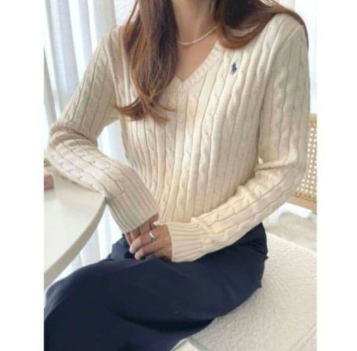 【美品】ラルフローレン大人気Vネックケーブルニットセーター現行品