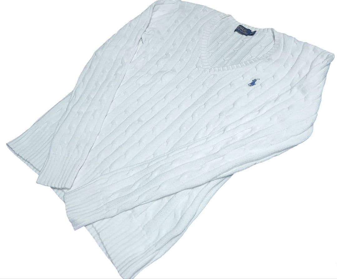 【美品】ラルフローレン大人気Vネックケーブルニットセーター現行品