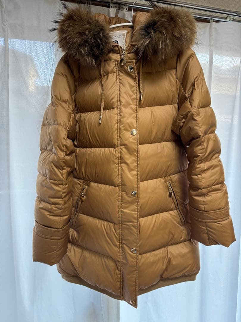 La MODE ファー付きダウンコート キャメル　44