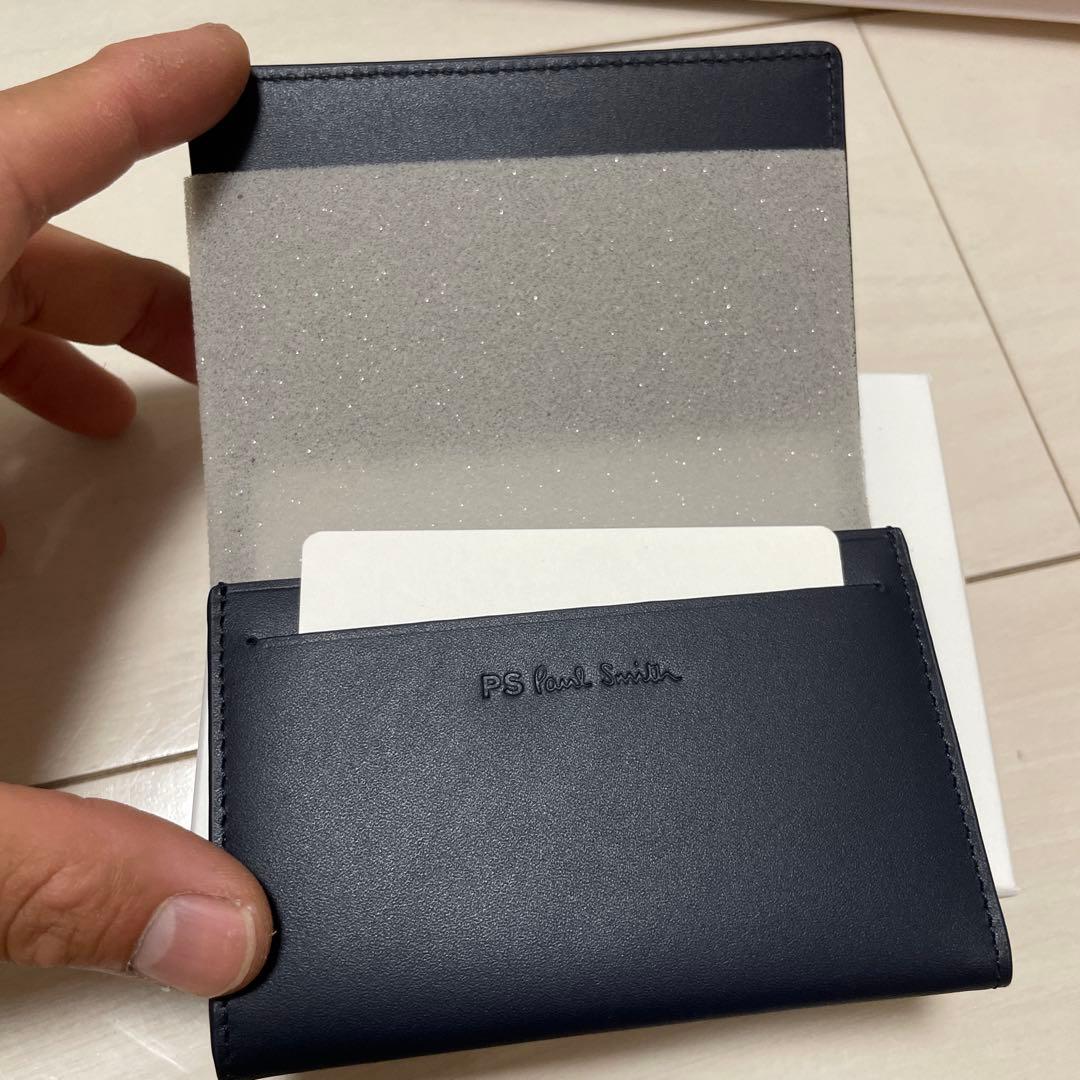 ポールスミス　名刺入れ　レザー　ネイビー