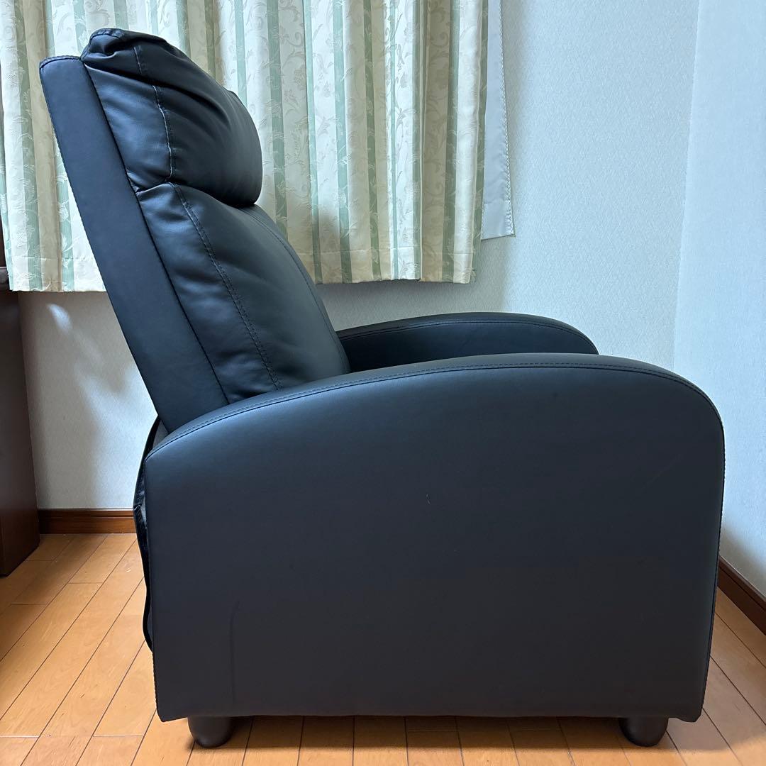 【 直接引取希望 】リクライニングチェアー 1人用 ブラック 合成皮革