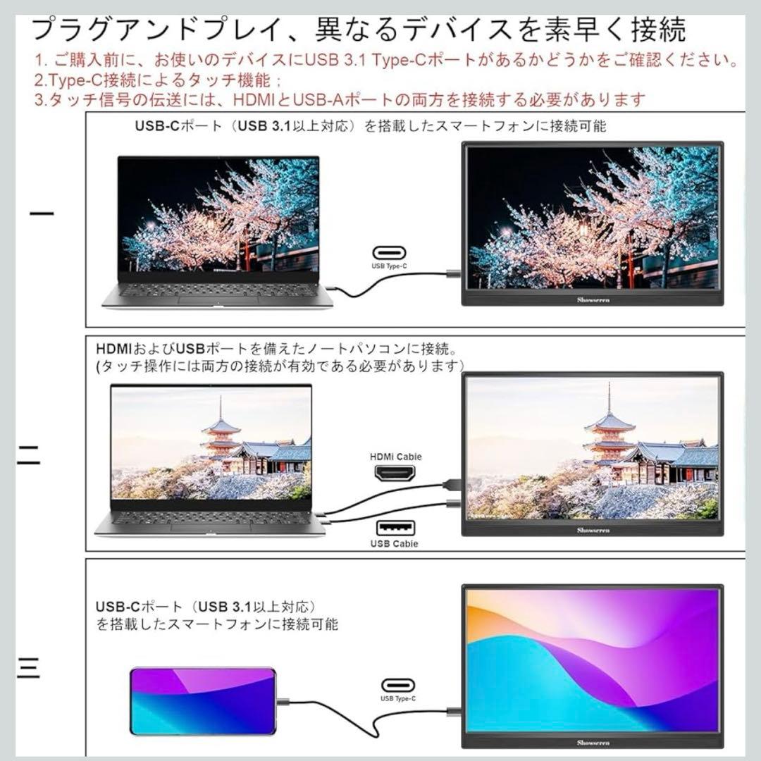 LEDディスプレイモバイルモニター15.6インチタッチパネル モニター 匿名発送