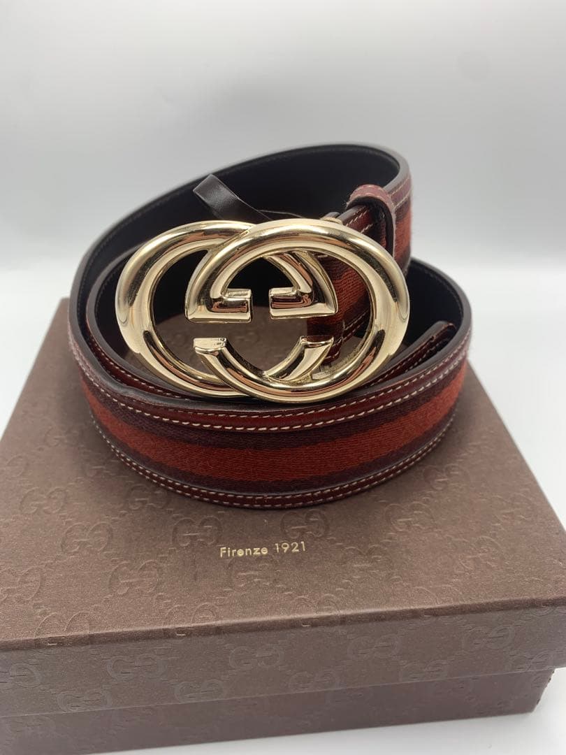 ✨美品✨グッチ ベルト インターロッキング GG シマ レザー ユニックス