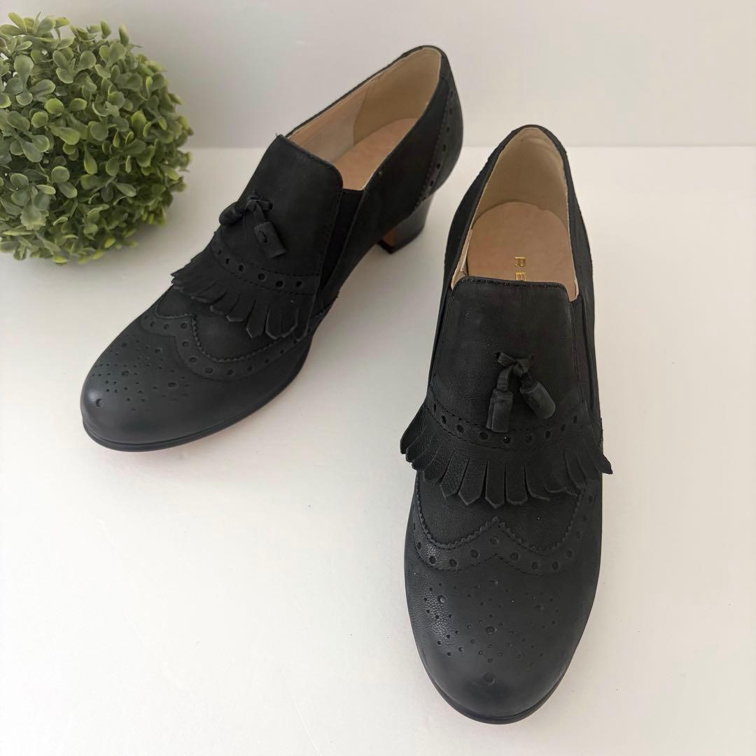 REGAL リーガル タッセル フリンジ ローファー 太ヒール 24.5cm 黒