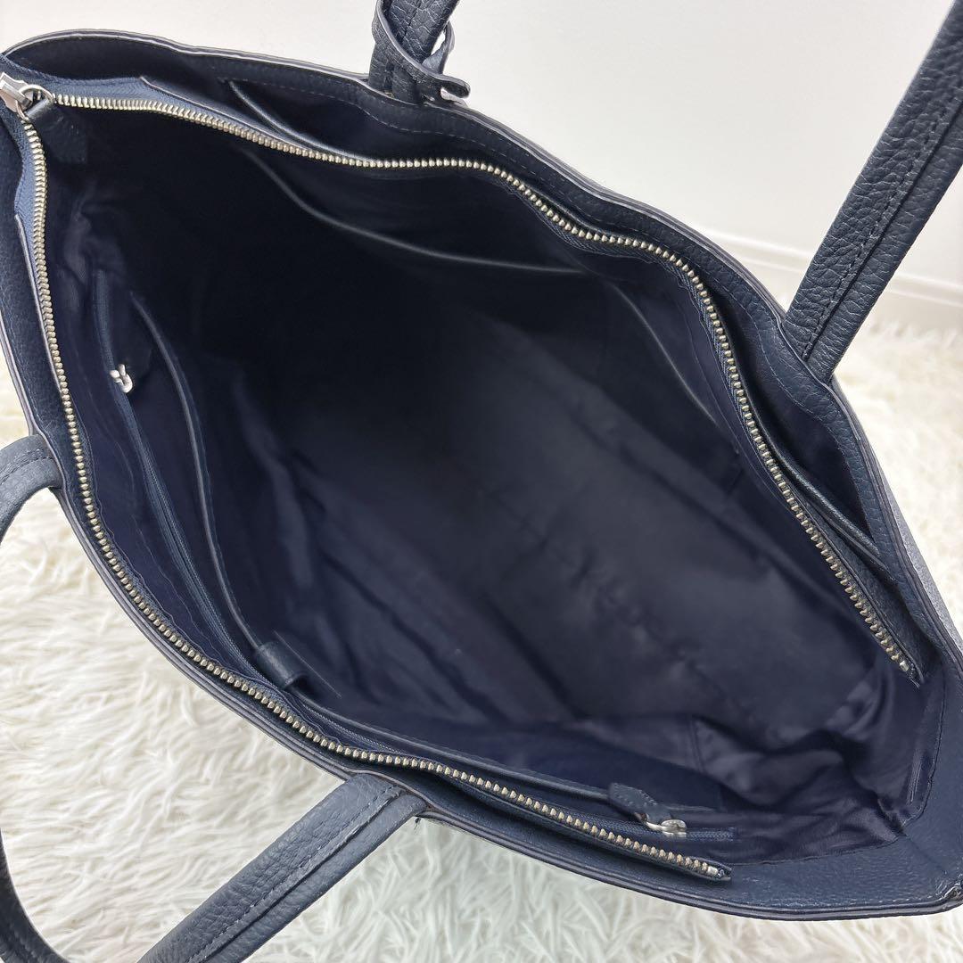 美品✨ユナイテッドアローズ レザートート ネイビー ポーチ付 A4大容量