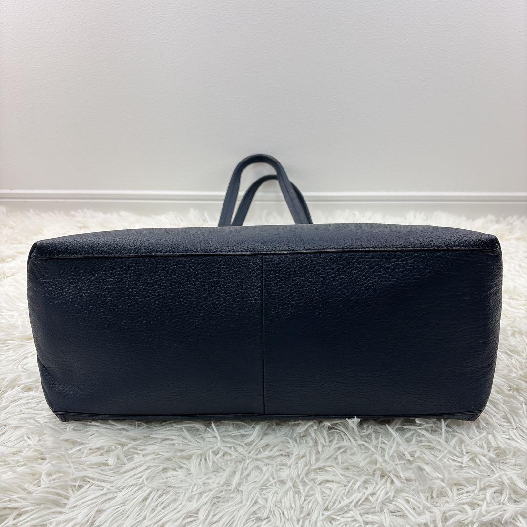 美品✨ユナイテッドアローズ レザートート ネイビー ポーチ付 A4大容量