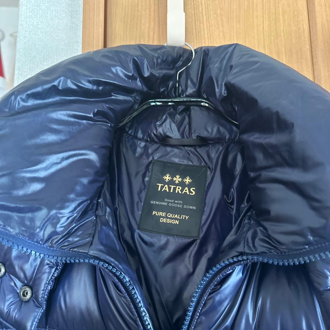 TATRAS グースダウン フード付きロングダウンジャケット ネイビー